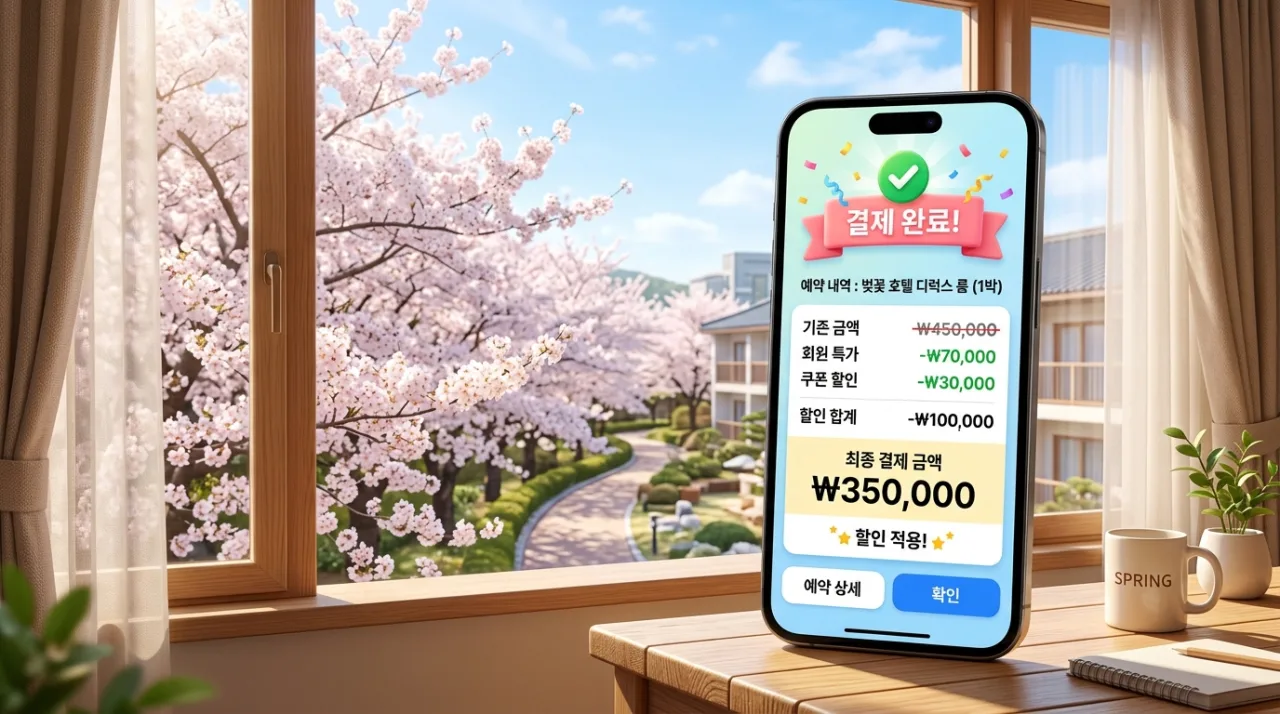 호텔스닷컴 4월 봄 여행 숙소 할인코드 적용 후 최종 결제 금액
