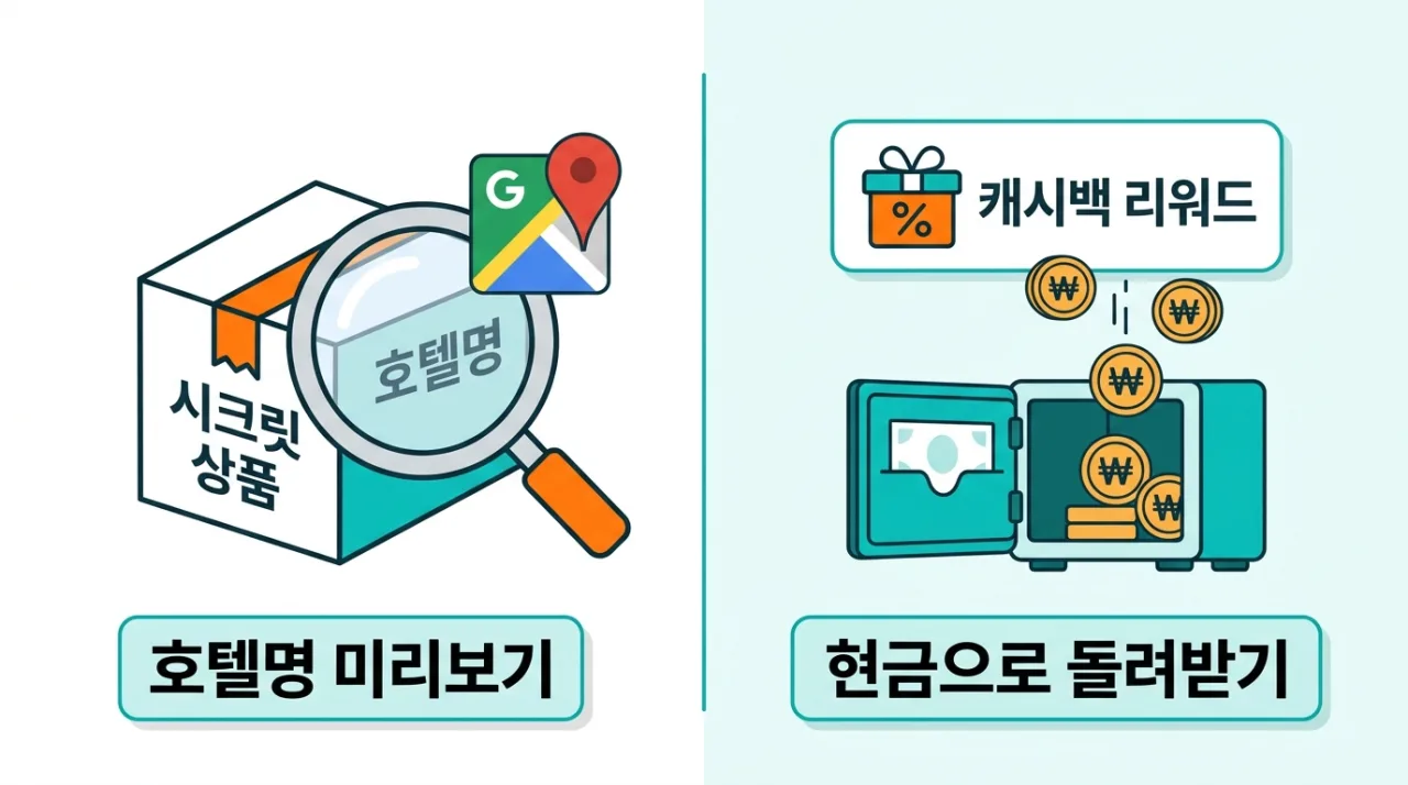 아고다 시크릿 상품 검색 후 주소 확인 과정