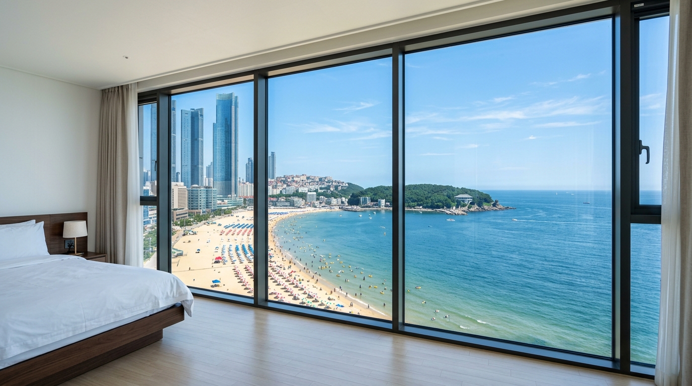 부산 해운대 모텔의 바다뷰 