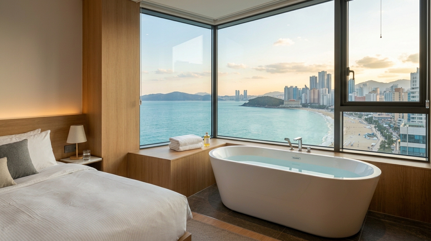 해운대 모텔 바다뷰 객실 내부