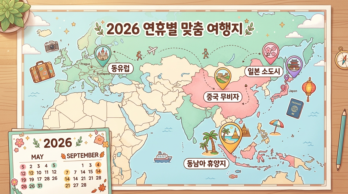 2026년 연휴별 해외여행 패키지 추천 여행지 지도