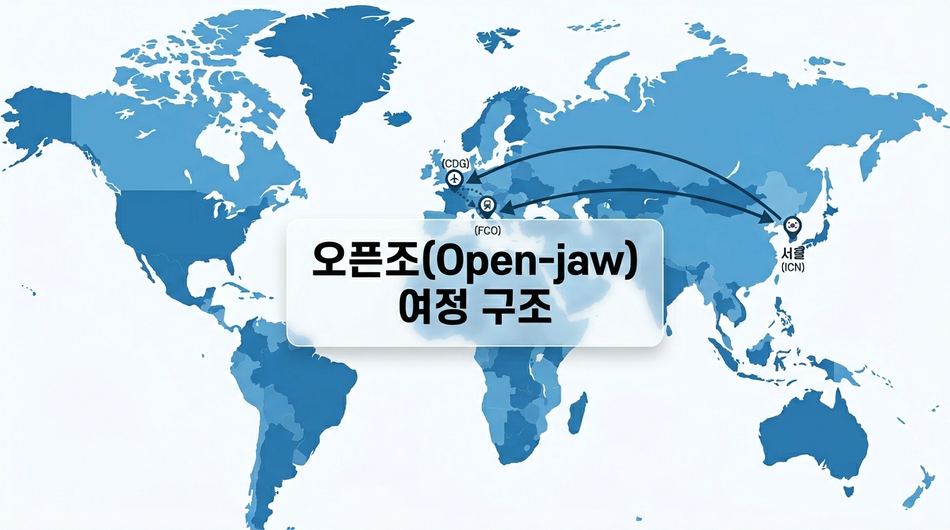 유럽 오픈조 항공권 여정 구조 인천-파리 입국 로마 출국 비교