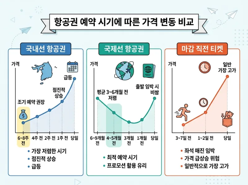 항공권 예약 타이밍별 가격 비교 2026년 국내선 국제선 최적 시기