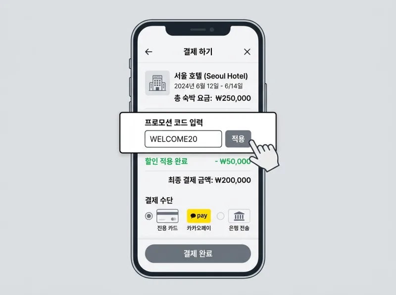 트립닷컴 결제화면 프로모션 코드 입력란 할인 적용 방법 2026년