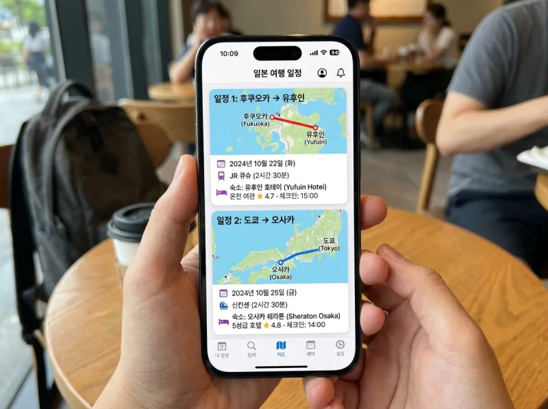 도시 간 이동 여행 일정 예시