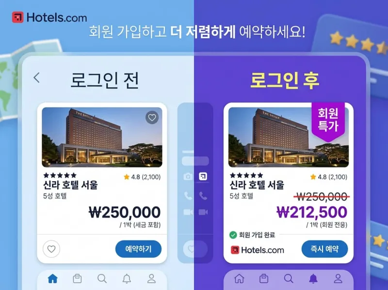 호텔스닷컴 회원 전용 시크릿 특가 자동 할인